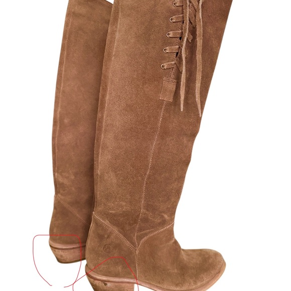Bx by Bronx Knee High Laceup Suede Tan Camel Pull On Boot Boho Festival Sz 36 - Picture 14 of 14